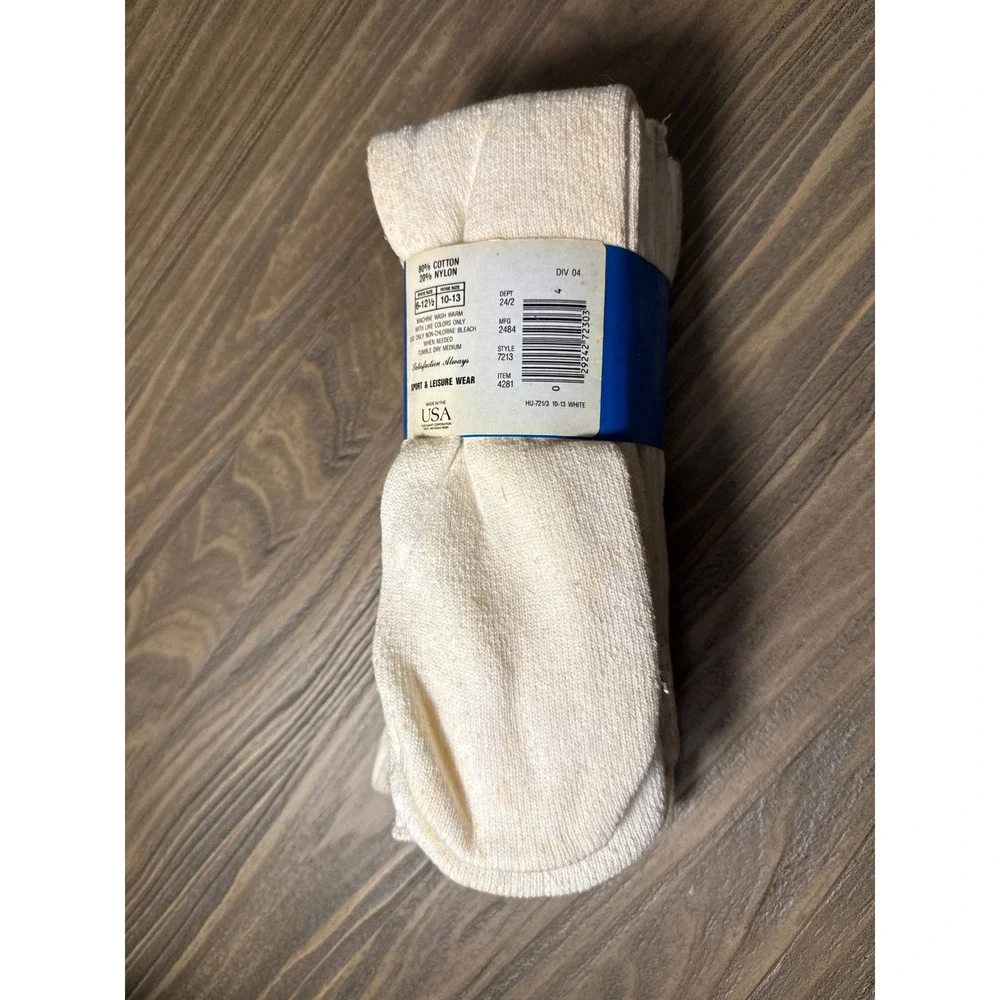 Vintage NOS Athletech Tube Socks Mens 10-13 White‎ Kmart 3 Pair Ribbed USA Made